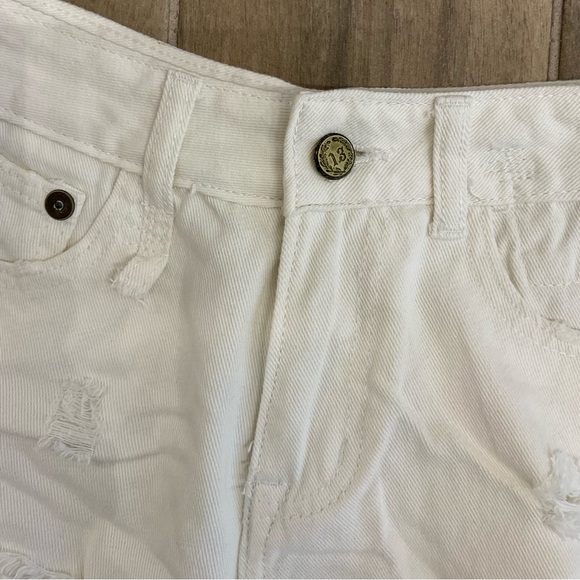 R13 White Distressed Denim Shorts - Picture 2 of 11